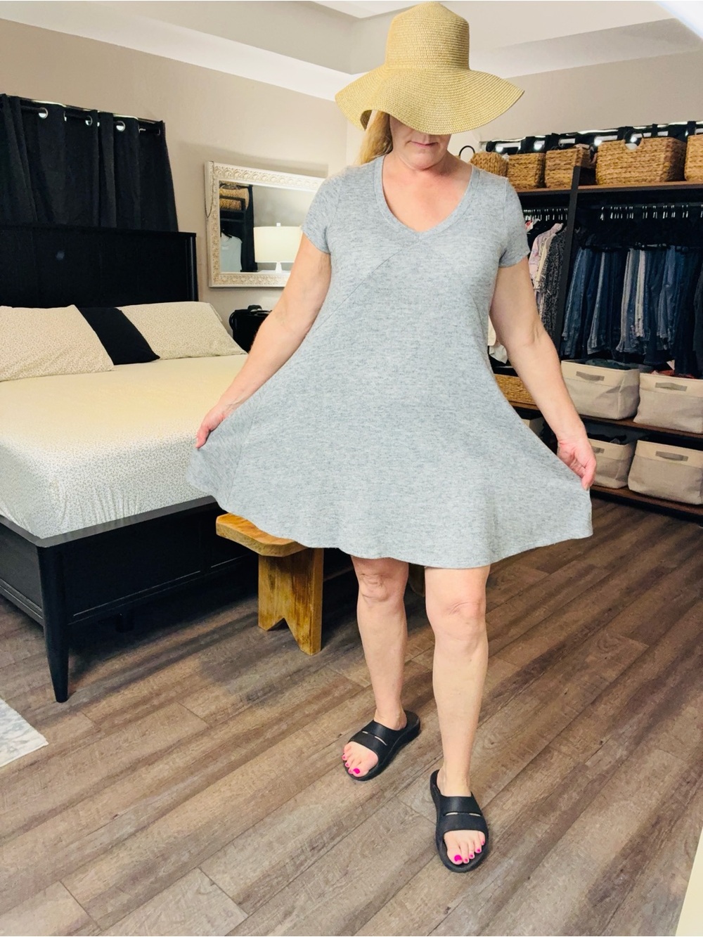 Torrid Light Gray V-Neck Swing Midi Dress Large